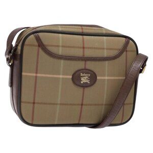 Authentic Burberrys Nova Check Shoulder Bag Canvas Beige Brown